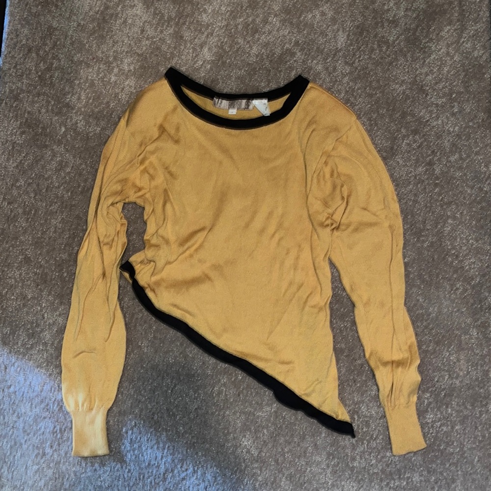 Perry Ellis 80s mustard asymmetrical top